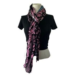 Missing Polynesia NWOT Hawaiian Tribal Print Ombre Pink Blue Handmade Scarf